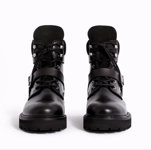 New ALLSAINTS Combat Boots • Paulina Black Leather • Lace Up Buckle 8 9 … - Picture 4 of 4